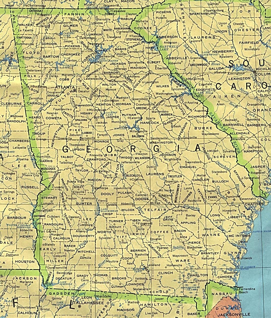 வரைபடம் நகரங்களில் ஜோர்ஜியா