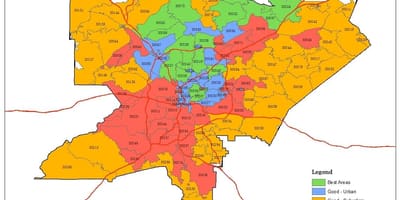 அட்லாண்டா பகுதியில் ஜிப் குறியீடு வரைபடம்